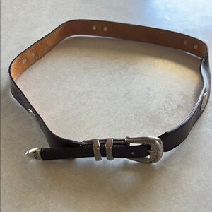 Brown Leather Belt with Silver Buckle